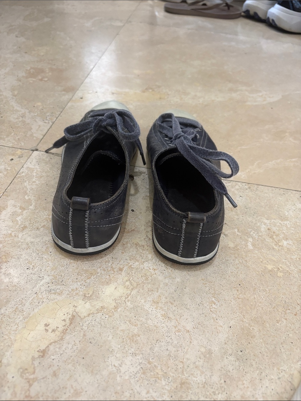 Prada women’s Navy and White Low-Top Lace-Up Sneakers - Picture 3 of 5